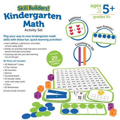 Learning Resources Skill Builders! Kindergarten Math, Multicolor (LER1248)