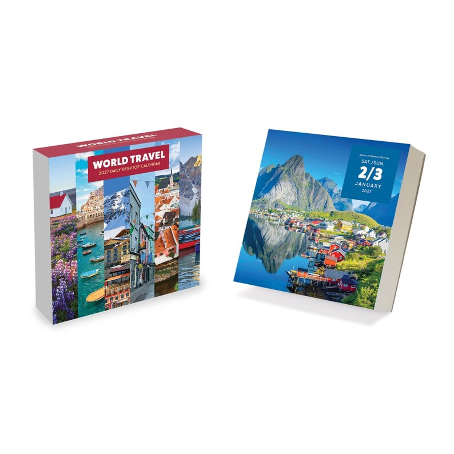 2027 TF Publishing World Travel 5.25 x 5.25 Daily Day-to-Day Calendar, Multicolored (27-3026)