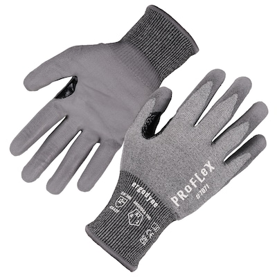 Ergodyne ProFlex 7071 PU Coated Cut-Resistant Gloves, ANSI A7, Gray, Medium, 1 Pair (18073)