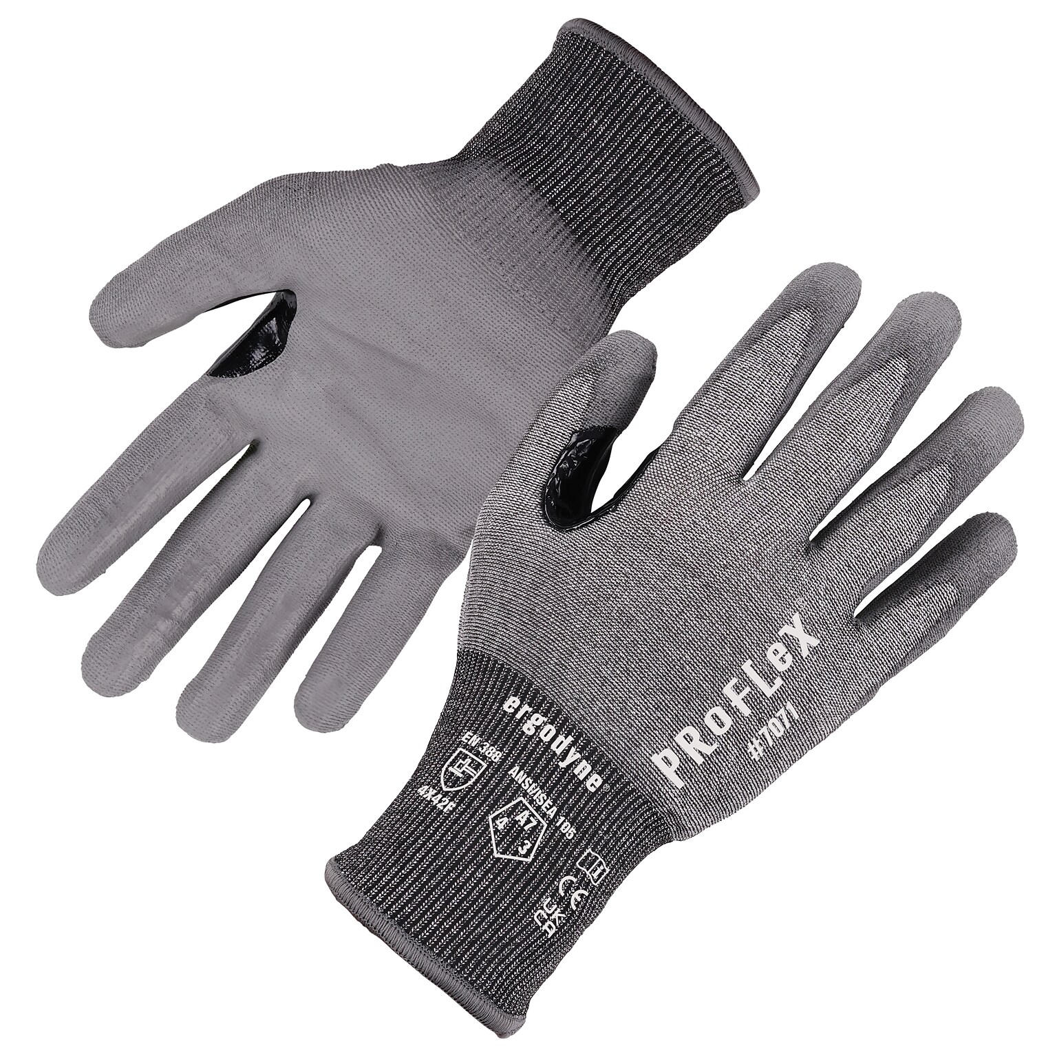 Ergodyne ProFlex 7071 PU Coated Cut-Resistant Gloves, ANSI A7, Gray, Medium, 1 Pair (18073)