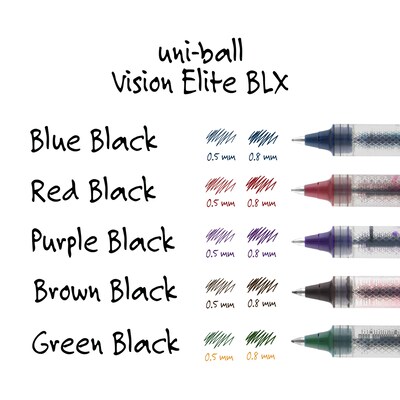 uni-ball Vision Elite Rollerball Pens, Bold Point, Blue-Black Ink, 12/Pack (61232)