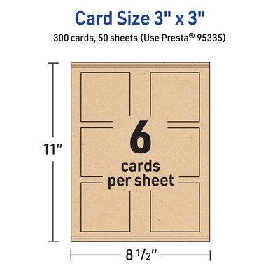Avery Matte General Use Blank Cards, Kraft Brown, 300/Box (95335)
