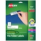 Avery Laser/Inkjet File Folder Labels, 15/16" x 3 7/16", White, 18/Sheet, 25 Sheets/Pack (8425)