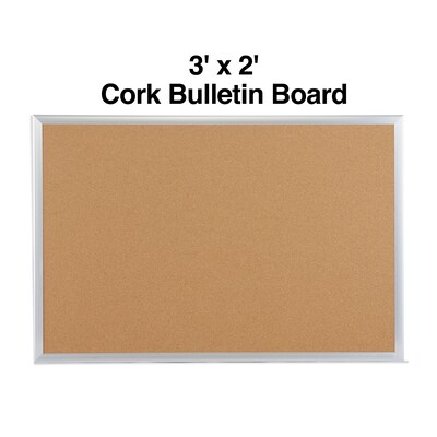 Quill Brand® Standard Durable Cork Bulletin Board, Aluminum Frame, 3W x 2H (28335-CC)