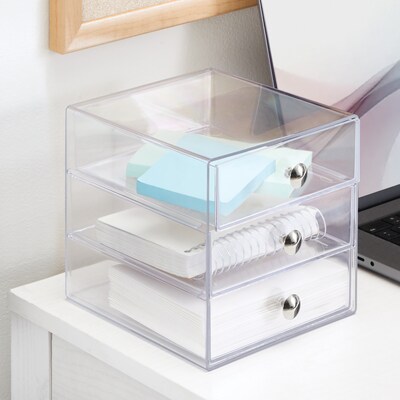 iDesign 3-Drawer Stackable Desktop Storage, Plastic, Clear (35300)