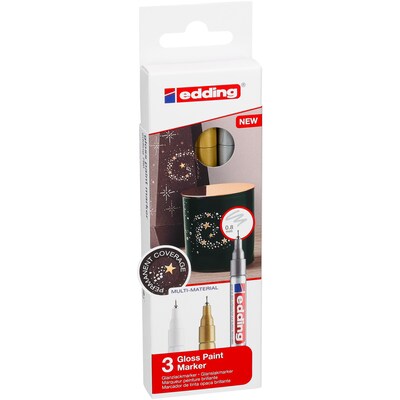 edding 780 Series Oil Based Gloss Paint Marker, Ultra-Fine Tip, Metallic Colors, 3/Pack (EDD47803999)
