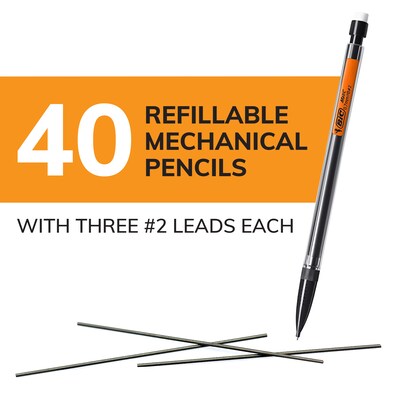 BIC Xtra-Life Mechanical Pencil, 0.7mm, #2 Medium Lead, 40/Pack (MPP40MJ-BLK)