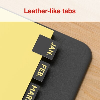 Staples® Monthly Leather Tab Dividers, 12-Tab, Black (13551/11484)