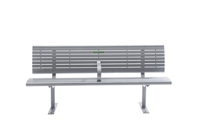 Alpine Industries 8 Galvanized Steel Park Bench with Curved Intermediate Armrest, Silver (ALP4250-8