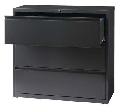 Lorell 3-Drawer Black Lateral Files, Black