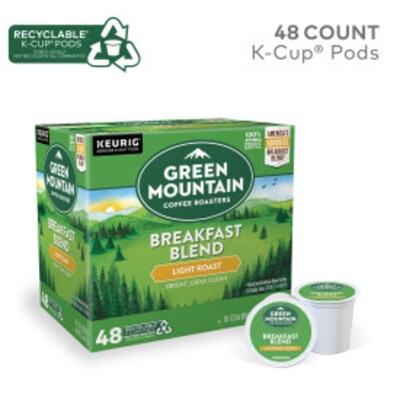 Green Mountain Coffee Roasters Breakfast Blend Coffee Keurig® K-Cup® Pods, Light Roast, 48/Box (8190