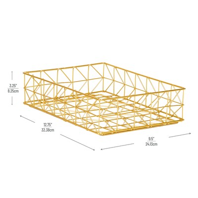 Mind Reader Metal Desk Tray, Gold (PBOX-GLD)