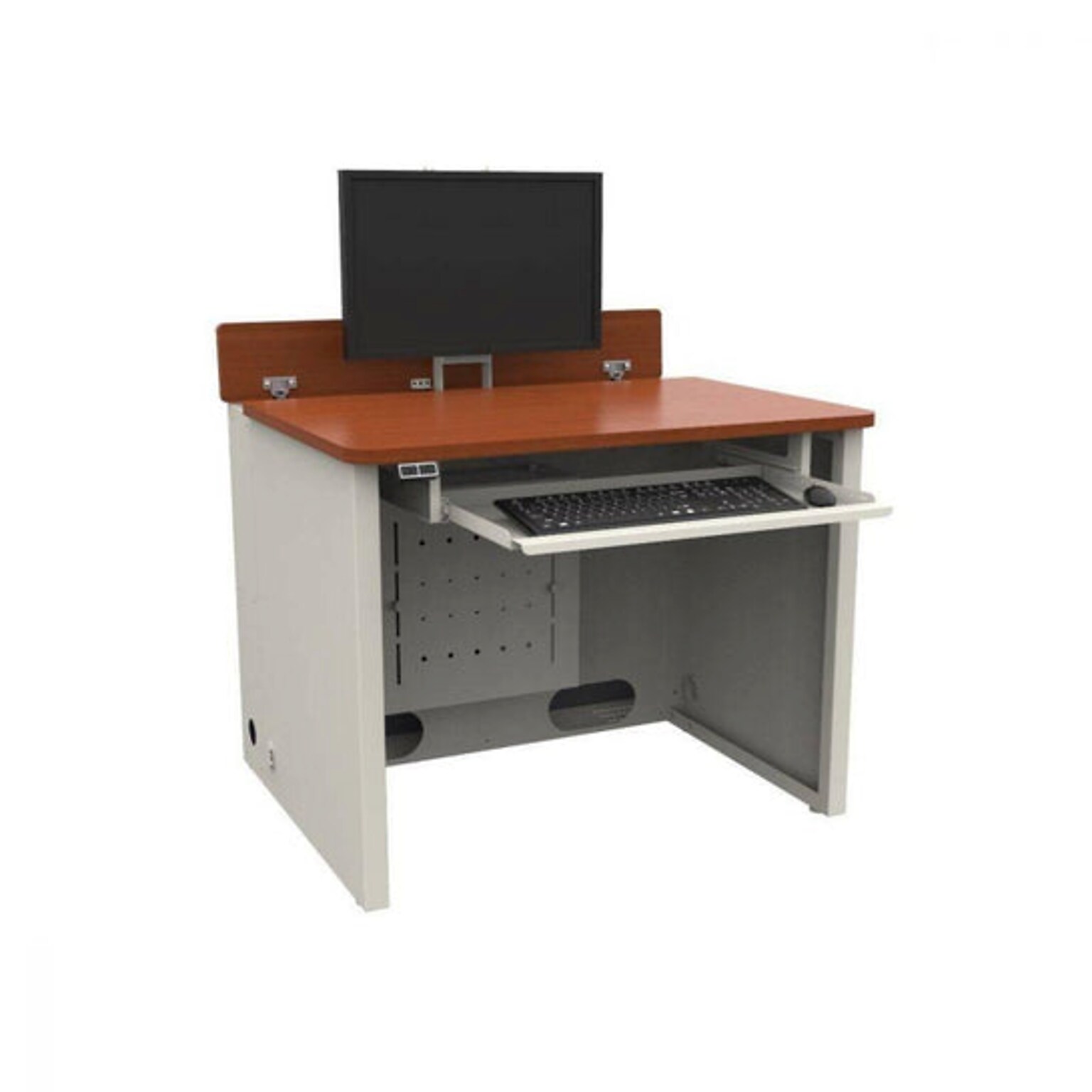 VersaDesk Elevation 36W Computer Desk, Cherry/White (ED3630-WC)