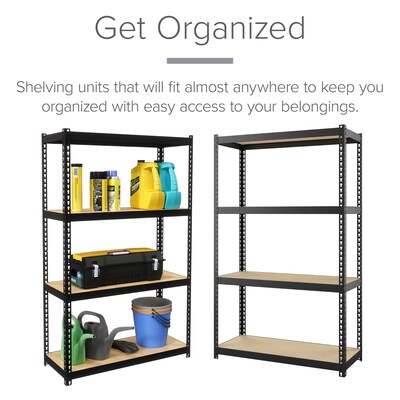 Space Solutions 1000 Riveted Steel Shelving 4-Shelf Unit, 12" x 30" x 48", Black (22540)
