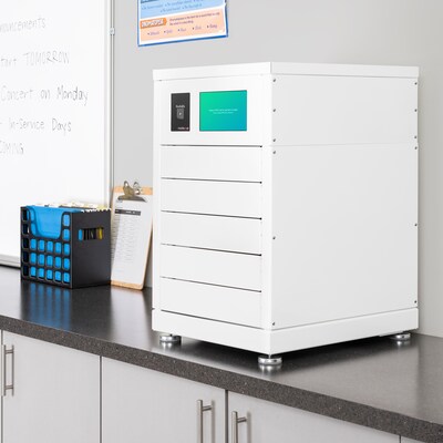 Luxor Kwik IQ Pro Lockable 5-Unit Electronics Storage Cabinet, White Steel (KBSL100)