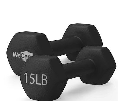 WeCare Fitness Neoprene Coated 15 Lbs Dumbbells for Non-Slip Grip, 2/Set (WDN100008)