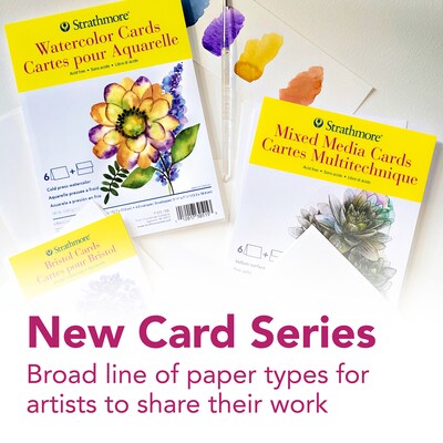 Strathmore 300 Series Mixed Media Cards & Envelopes, 6.875" x 5", White, 6/Pack, 3 Packs/Bundle (STTP305462-3)