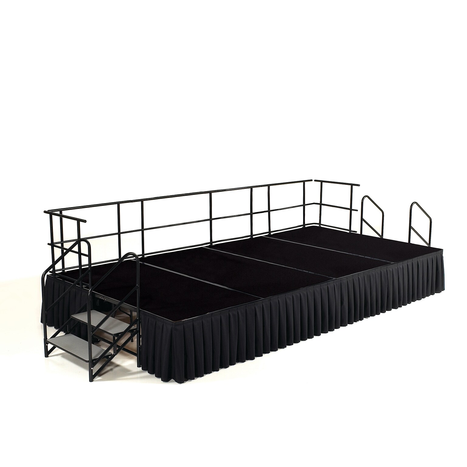 NPS 24H Stage Package, 8 x 16, Box Pleat Black Skirting, Black Carpet (SG482404C10SB10)