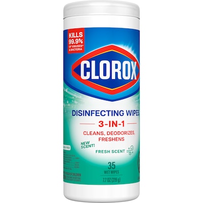 Clorox Disinfecting Wipes, Fresh Scent, 35 Wipes/Container, 12/Carton (01593CT)