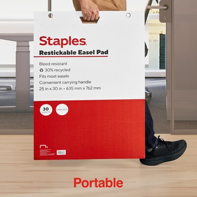 Staples Stickies Easel Pad, 25" x 30", 30 Sheets/Pad, 2 Pads/Pack (23447)
