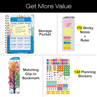 2027 Excello Brands 7.8" x 9" Weekly & Monthly Standard Planner, Paperboard Cover, Tree Seasons (FSHN-CY27-79-20)