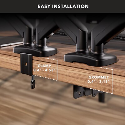 Mount-It! Adjustable Dual Monitor Desk Mount with Gas Spring Arms, Up to 32" Monitor, Black (MI-1882BLK)
