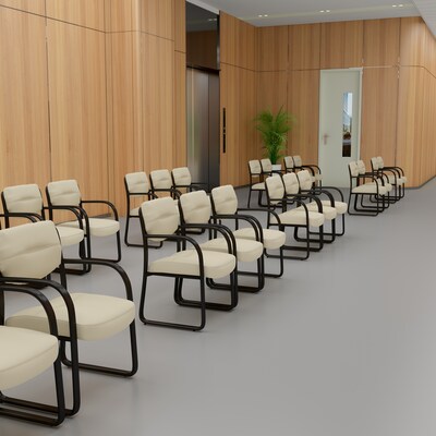 Boss LeatherPlus Guest Chair with Sled Base, Beige (B9529-BG)