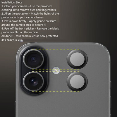 SaharaCase ZeroDamage Titanium Glass Camera Lens Protector for iPhone 17, Black, 2/Pack (ZD00184)