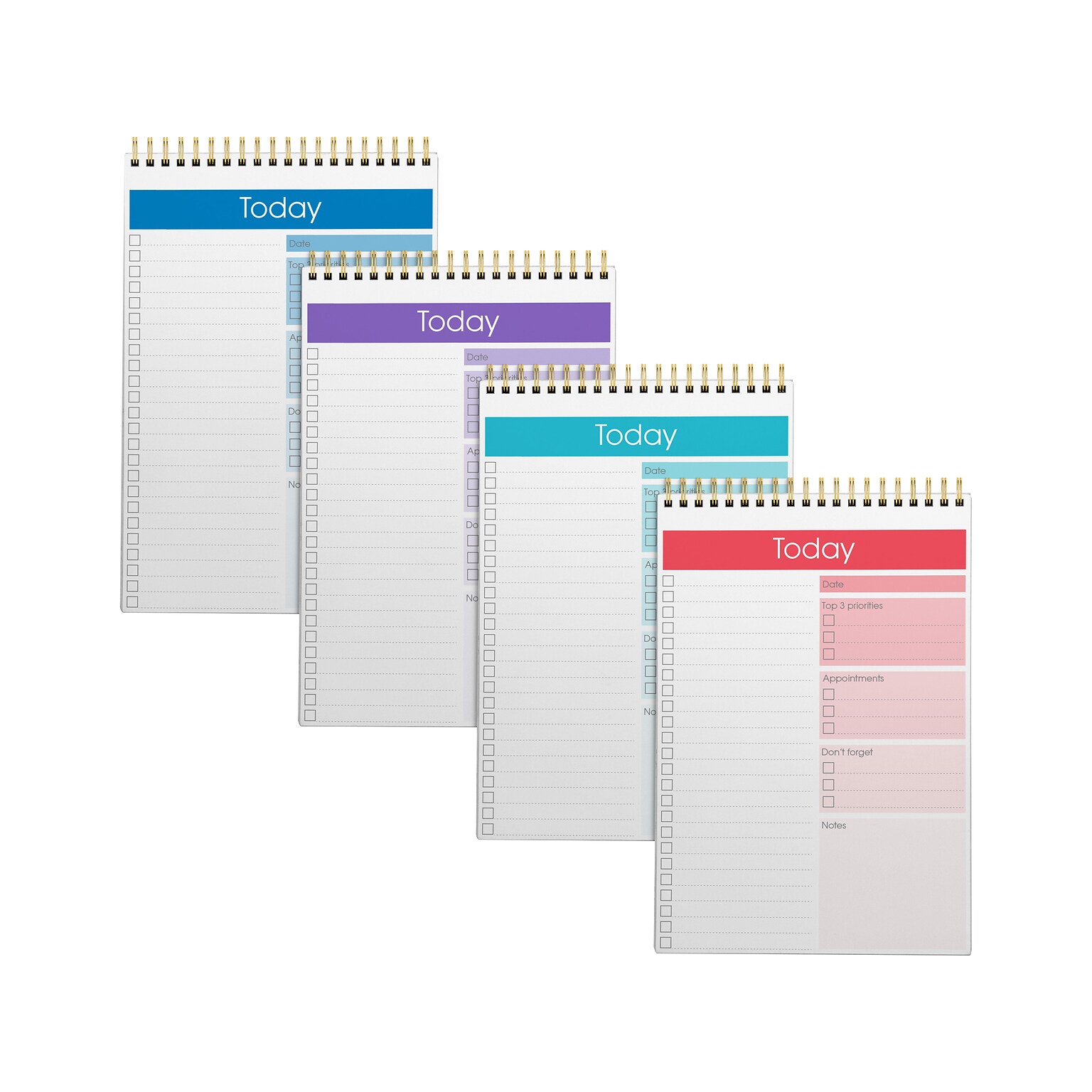 Better Office To-Do List Notepads, 7 x 10, Project-Ruled, Assorted Colors, 52 Sheets/Pad, 4 Pads/Pack (25821-4PK)