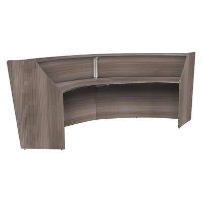 Regency Marque 124.5"W Curved Reception Desk Workstation, Driftwood Gray (77292GY)