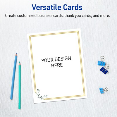 Avery Gold Double Border with Florals Matte Blank Card, White, 10/Pack (S00-DPG)