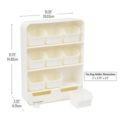 Mind Reader Plastic 11-Drawer Tea Bag Organizer, White (TBORG-WHT)