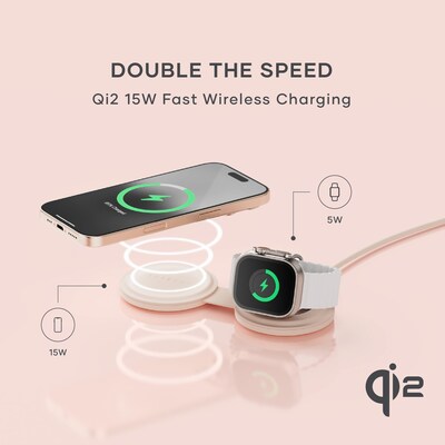 Satechi OntheGo 2-in-1 Wireless Charger, Desert Rose (ST-QTG21R)