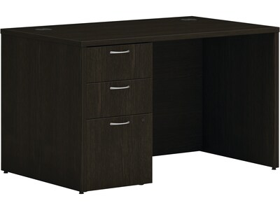 HON Mod 48"W Single-Pedestal Desk, Java Oak (HLPLDS4830BBFJA1)