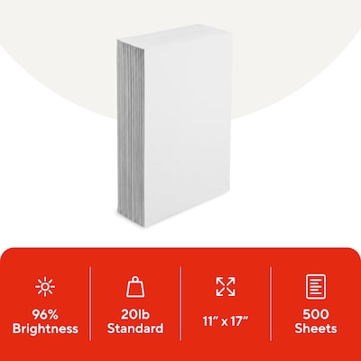 Staples 11-Inch X 17-Inch Multipurpose Paper 20 Lbs. 96 Brightness 500/Ream