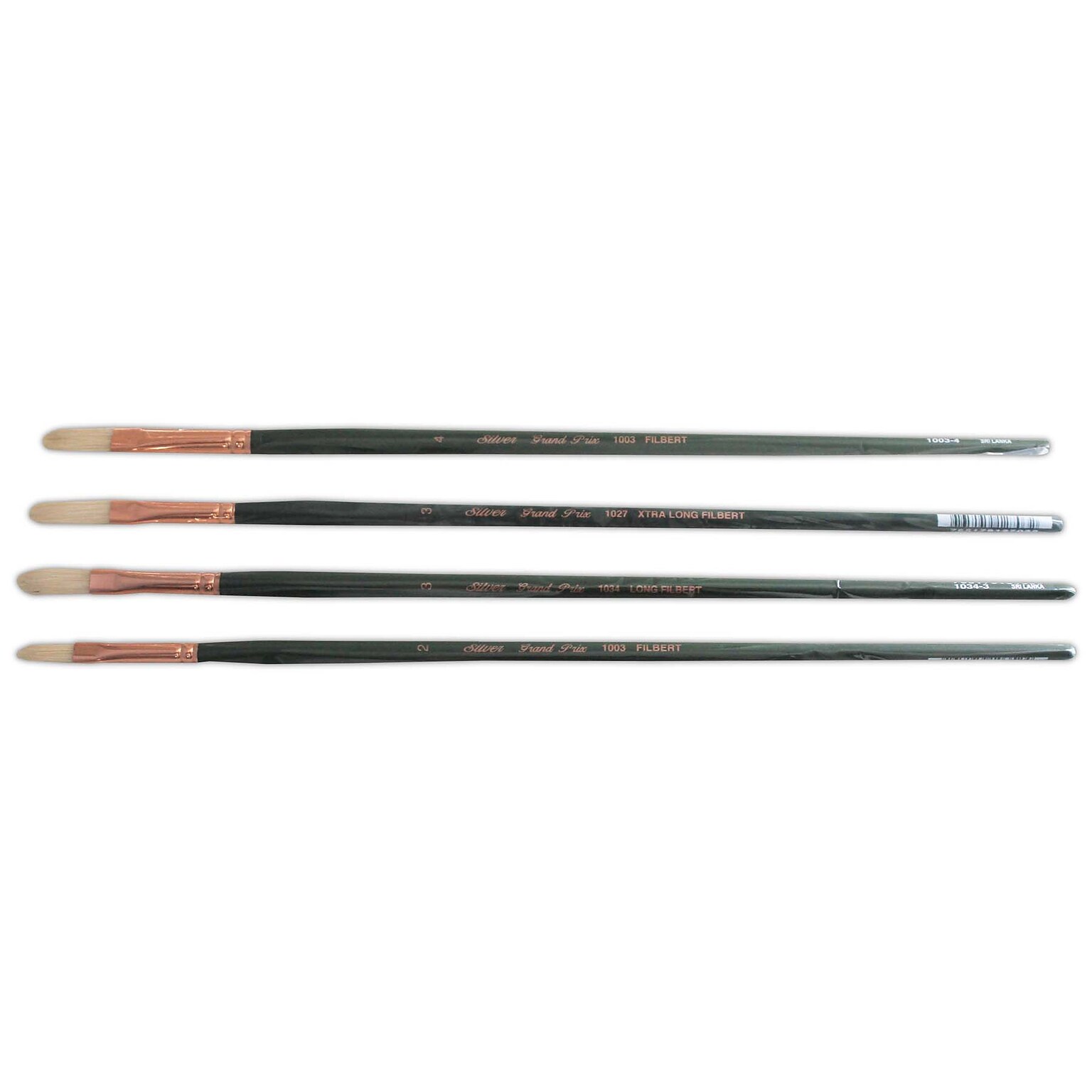 Silver Brush Natural Hog Bristle, Filbert Brushes, 4/Pack (SLVGP1081)