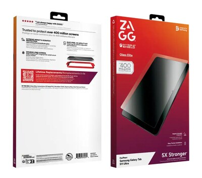 Zagg Glass Elite Scratch-Resistant Tempered Glass Screen Protector for Samsung Galaxy Tab S11 Ultra, Clear (200120487)