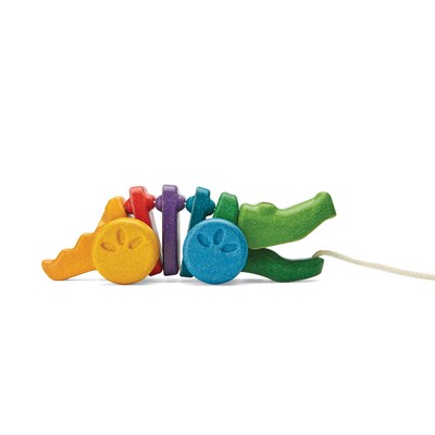 Plan Toys Rainbow Dancing Alligator Wooden Pull Toy, Multicolored (PTS1416)