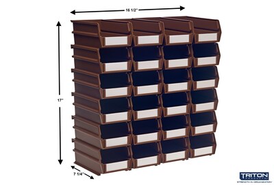 Triton Products LocBin Medium Stackable Plastic Storage Bin, 3 x 4.125x 7.375, 1.58 Qt., Brown, 24/Pack (3-220BR)