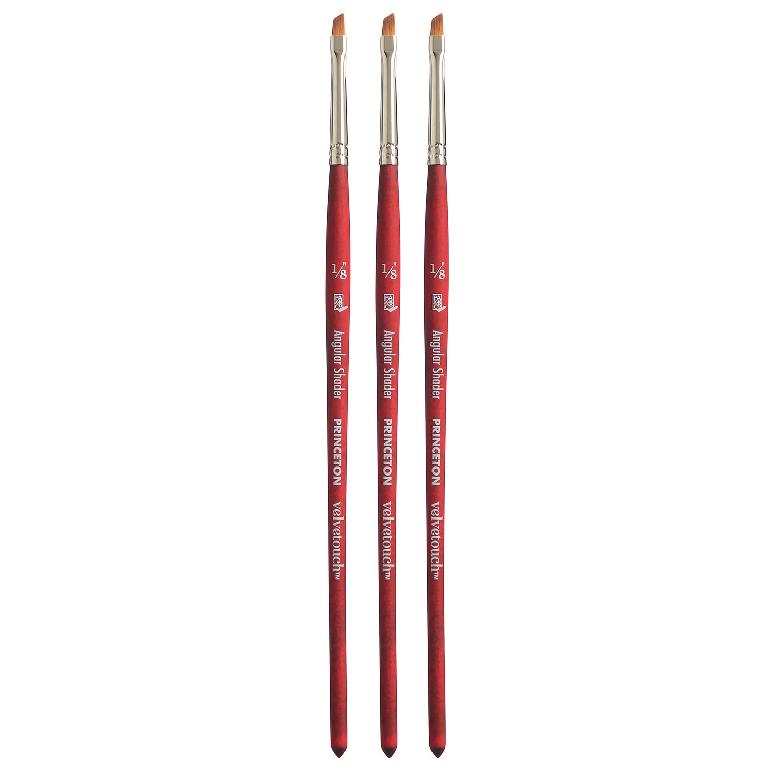 Princeton Velvetouch Mixed Media Synthetic Angle Shader Brush, 3/Pack (PBXP3950AS012-3)