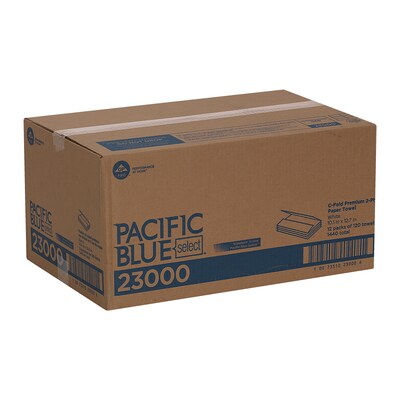 Pacific Blue Select Premium C-Fold Paper Towels, 2-ply, 120 Sheets/Pack, 12 Packs/Carton (23000)