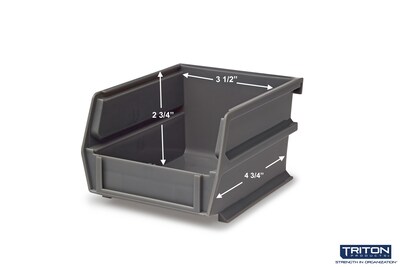 Triton Products LocBin Small Stackable Plastic Storage Bin, 3" x 4.125"x 5.375", 1.15 Qt., Gray, 24/Pack (3-210GR)
