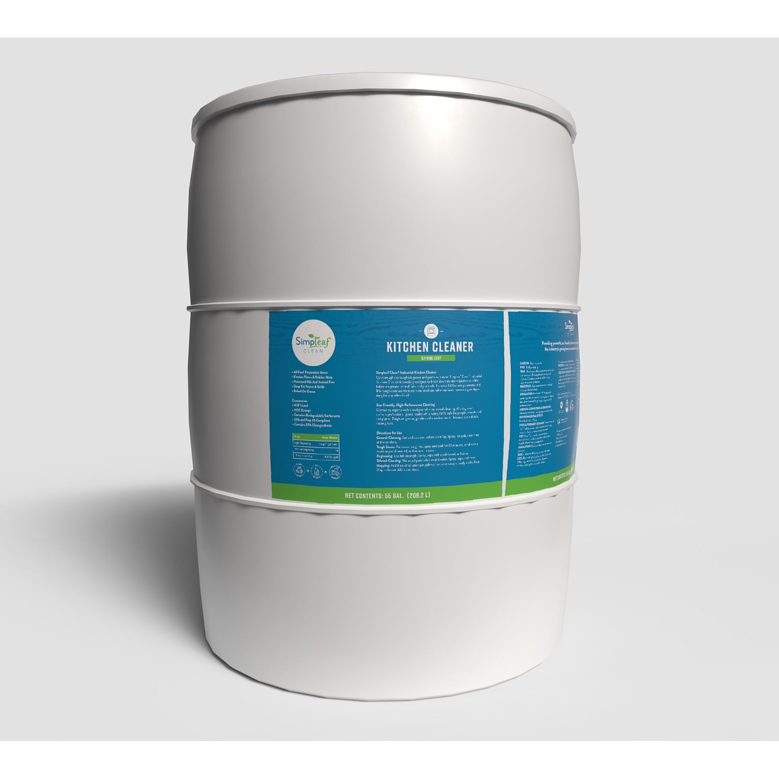 Simpleaf Clean Kitchen Cleaner & Degreaser Concentrate, Citrus Zest, 55 Gallon (SKCPL0155GCZCon)