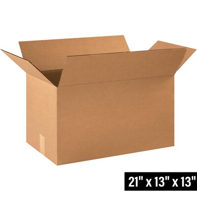 Partners Brand 21" x 13" x 13" Corrugated Boxes, 32 ECT, Kraft, 20/Bundle (211313)