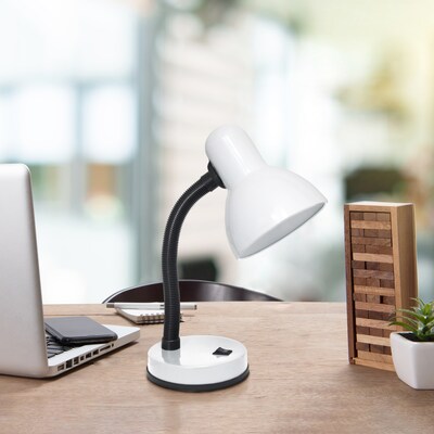 Creekwood Home Essentix Flexible Gooseneck LED Desk Lamp, 14.25", White Glossy (CWD-1000-WH)
