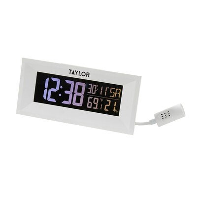 Taylor Precision Products Indoor Weather Station with Mood Light and Wireless Charging Pad, Digital, White (TAP5287333)
