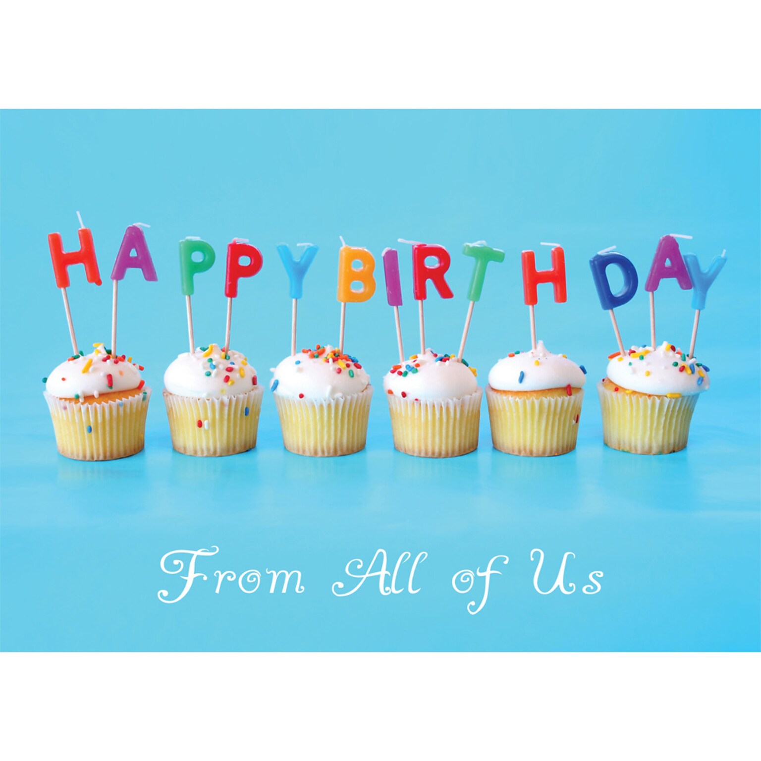 Candle Message Cupcake Birthday Greeting Cards; Stock Verse Included; Boxed Set of 25 Cards and Envelopes