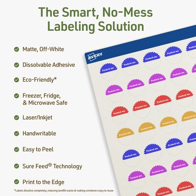 Avery Dissolvable Burst Multipurpose Labels, 1, Off-white, 240/Pack (94606)