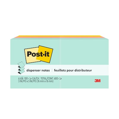 Post-it Pop-up Notes, 3" x 3", Beachside Café Collection, 100 Sheet/Pad, 6 Pads/Pack (R330-AP)