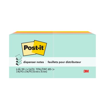 Post-it Pop-up Notes, 3 x 3, Beachside Café Collection, 100 Sheet/Pad, 6 Pads/Pack (R330-AP)